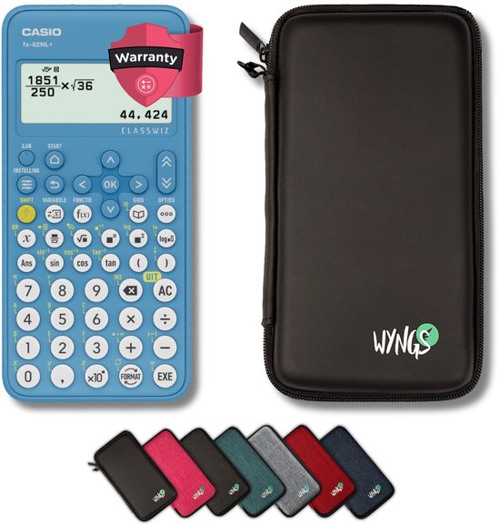 Casio fx-82NL+ incl. WYNGS Beschermhoes Zwart - Wetenschappelijke Rekenmachine - Basis Pakket