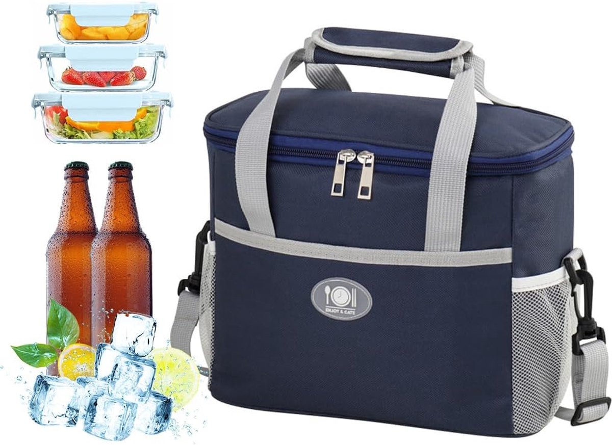 Anlising Cooler Bag 16L Picnic Bag Large Thermal Bag with Adjustable Shoulder Strap Insulated Lunch Bag Portable - ShopVlot