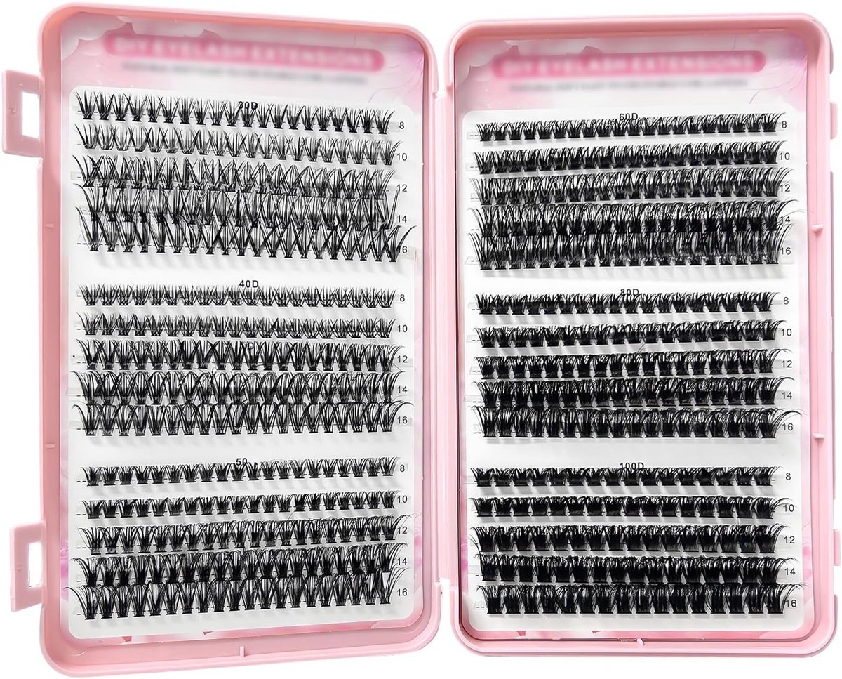 SnelShoppen - Cluster Lashes Individuele Wimpers 570pcs D Curl Volumineuze Wimperextensions 8-16MM Natuurlijke Fluffy Russische Wimpers