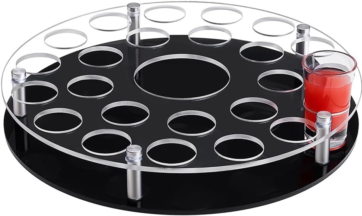 Glazenhouder voor shotglaasjes - 3,8 cm gaten - helder acryl - perfect voor bar en feest - ShopVlot