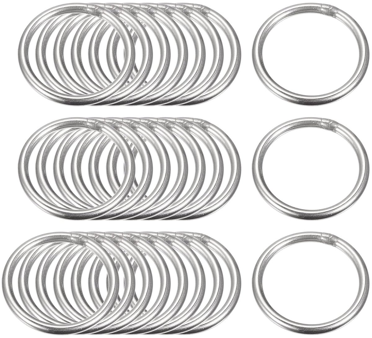 TOP-VIGOR 25pcs Welded O-Rings, 30mm Outer Diameter 3mm Thickness Multifunctional 304 Stainless Steel O Rings, Smooth - ShopVlot