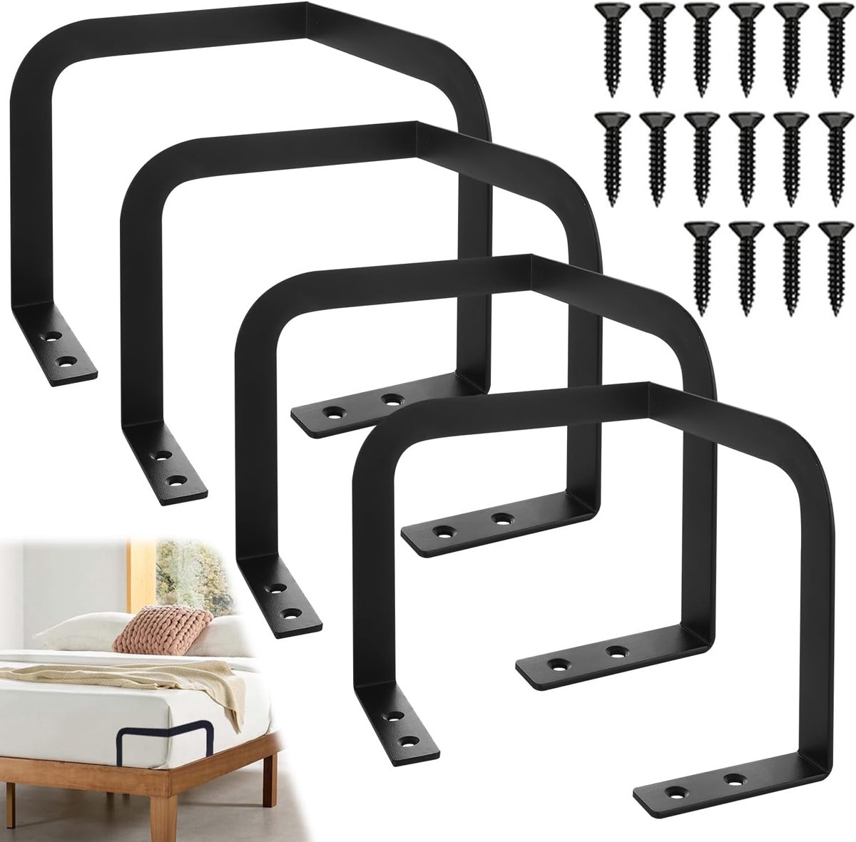 Matrasverbinder 4 Stuks - Zwart Stabilisatoren - Anti-slip - Voor een stevige matrasverbinding - ShopVlot