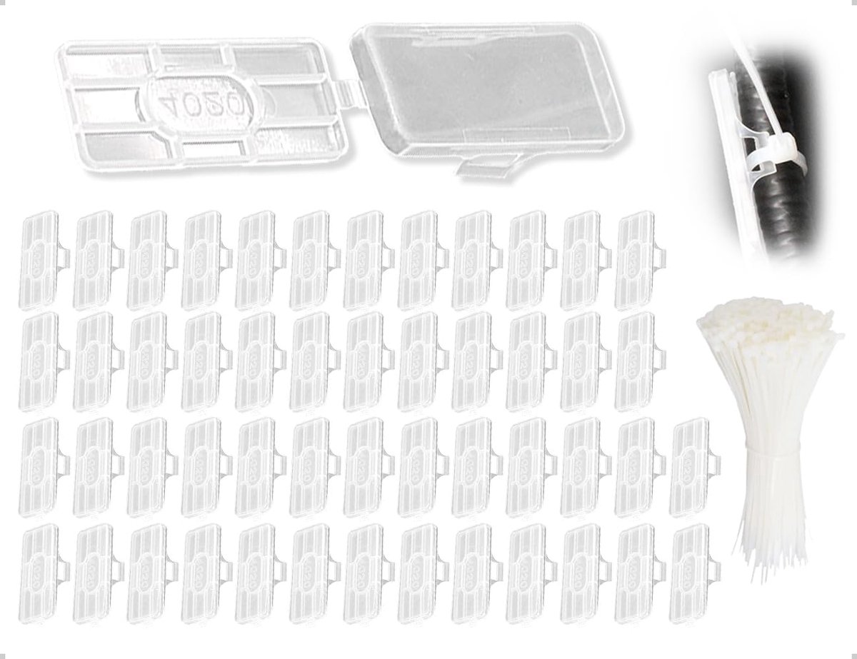 SnelShoppen - Pack van 50 Kabel Labels, Waterdichte Kabel Marker, Transparante Kabel Marker, Kabel Marker met Kabelbinders, 40 x 20 mm voor Ordenen en