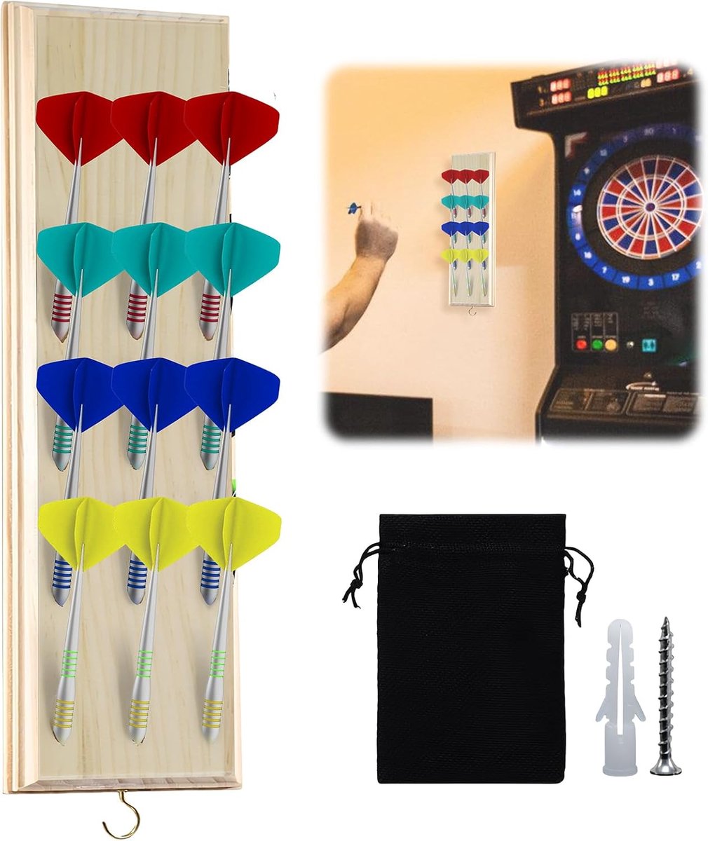 Darthouder voor 12 darts - houten materiaal - wandmontage - optimale bescherming - ShopVlot