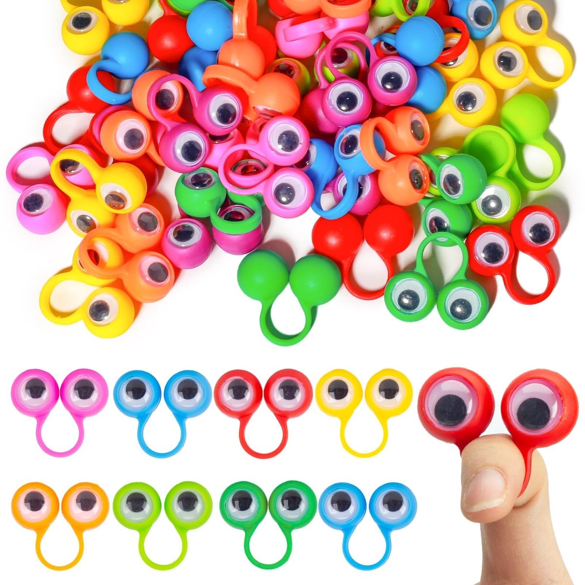 Omgoods - 100 Stuks Vingerpoppen met Beweegbare Ogen
