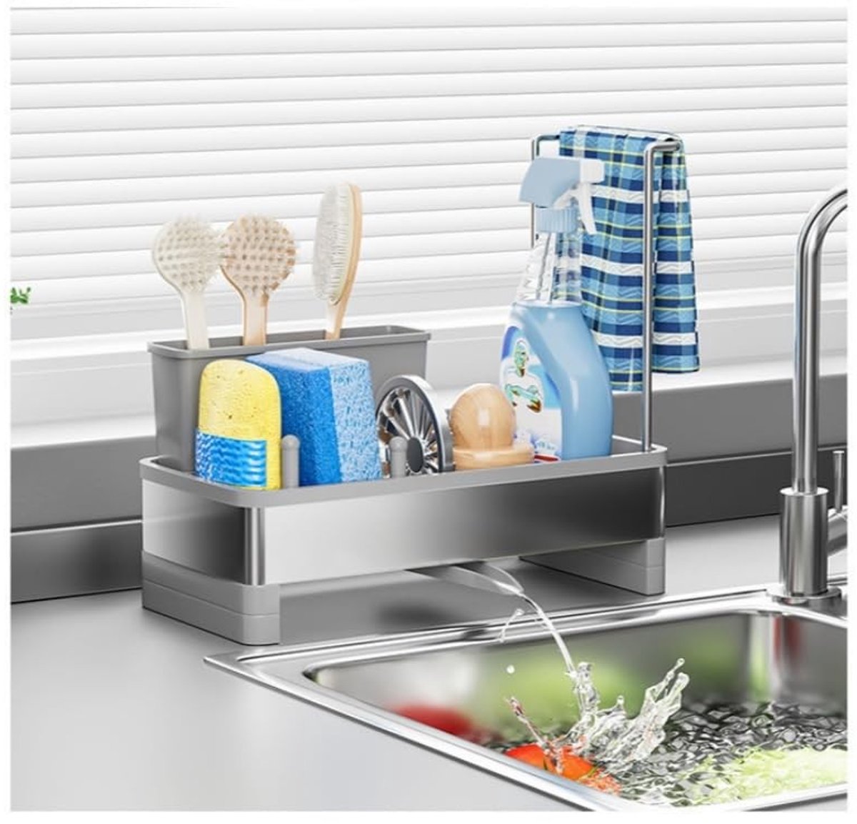 Omgoods - Keuken Spoelbak Organizer met Automatische Afwatering