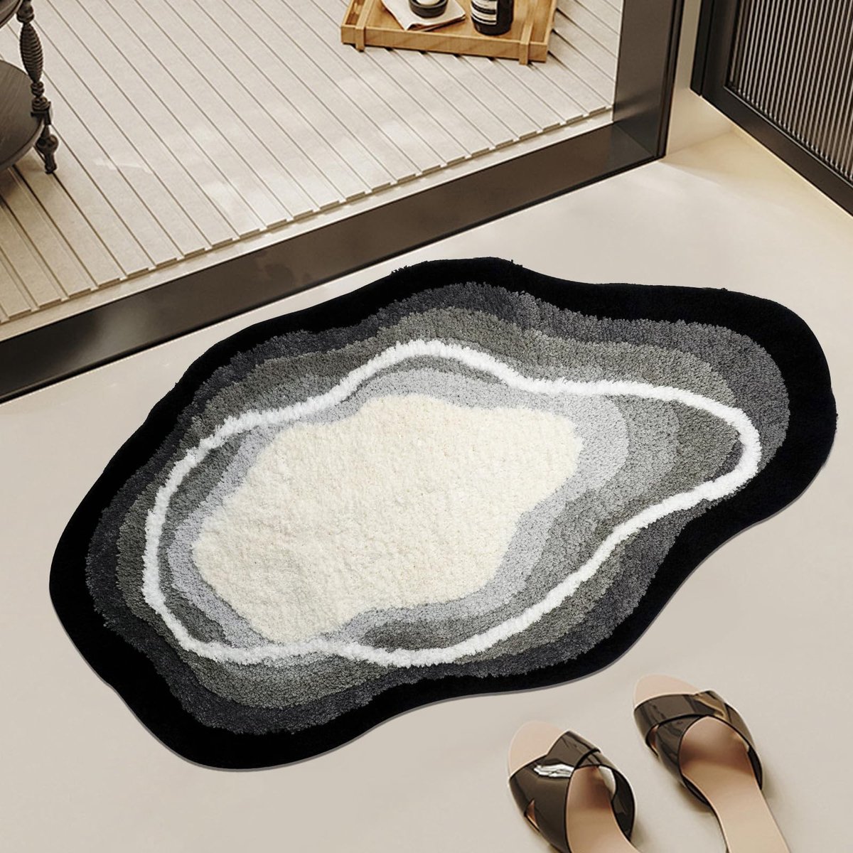Omgoods - Grijze Absorberende Badmat met 3D Effect en Sneldrogende Microvezel
