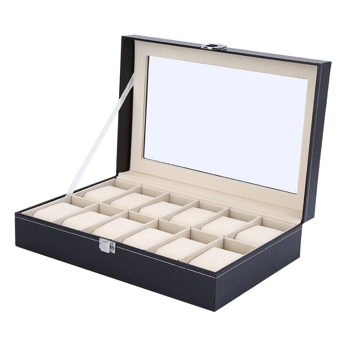 Omgoods - Watch Box met 12 Slots en Afneembare Kussens voor Organisatie