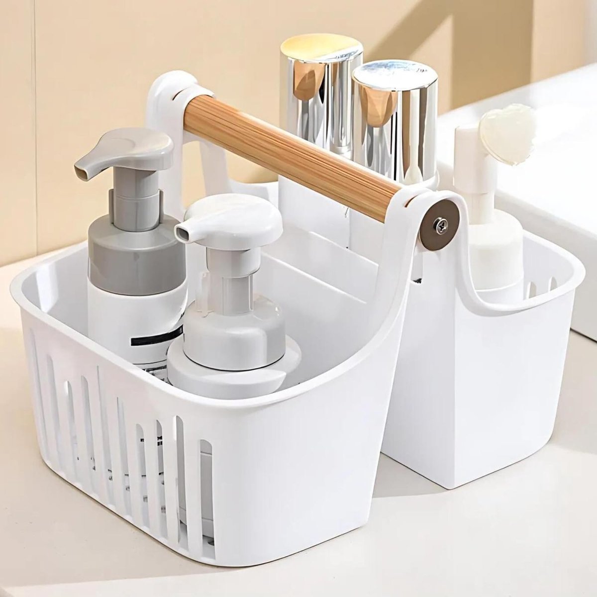 Omgoods - Draagbare Organizer met Bamboe Handvat voor Toiletten en Make-up