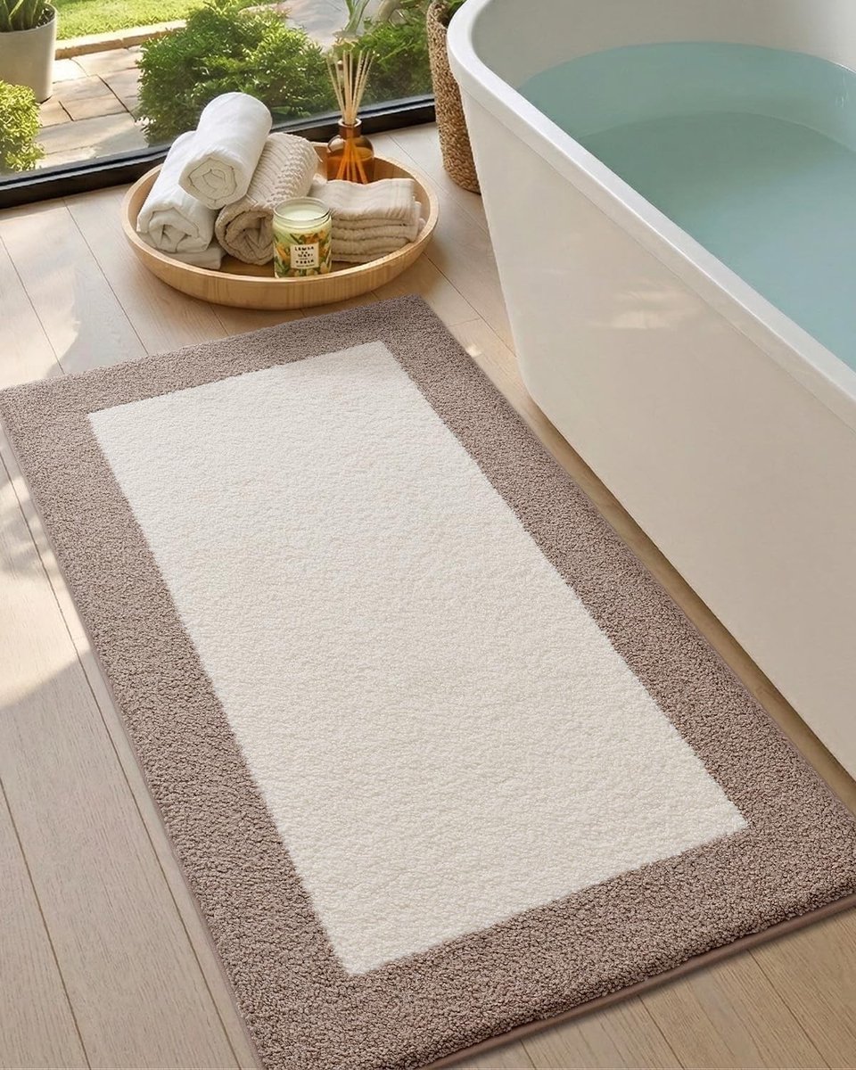 Omgoods - Donkerbruine Antislip Badmat, Super Absorberend en Wasbaar