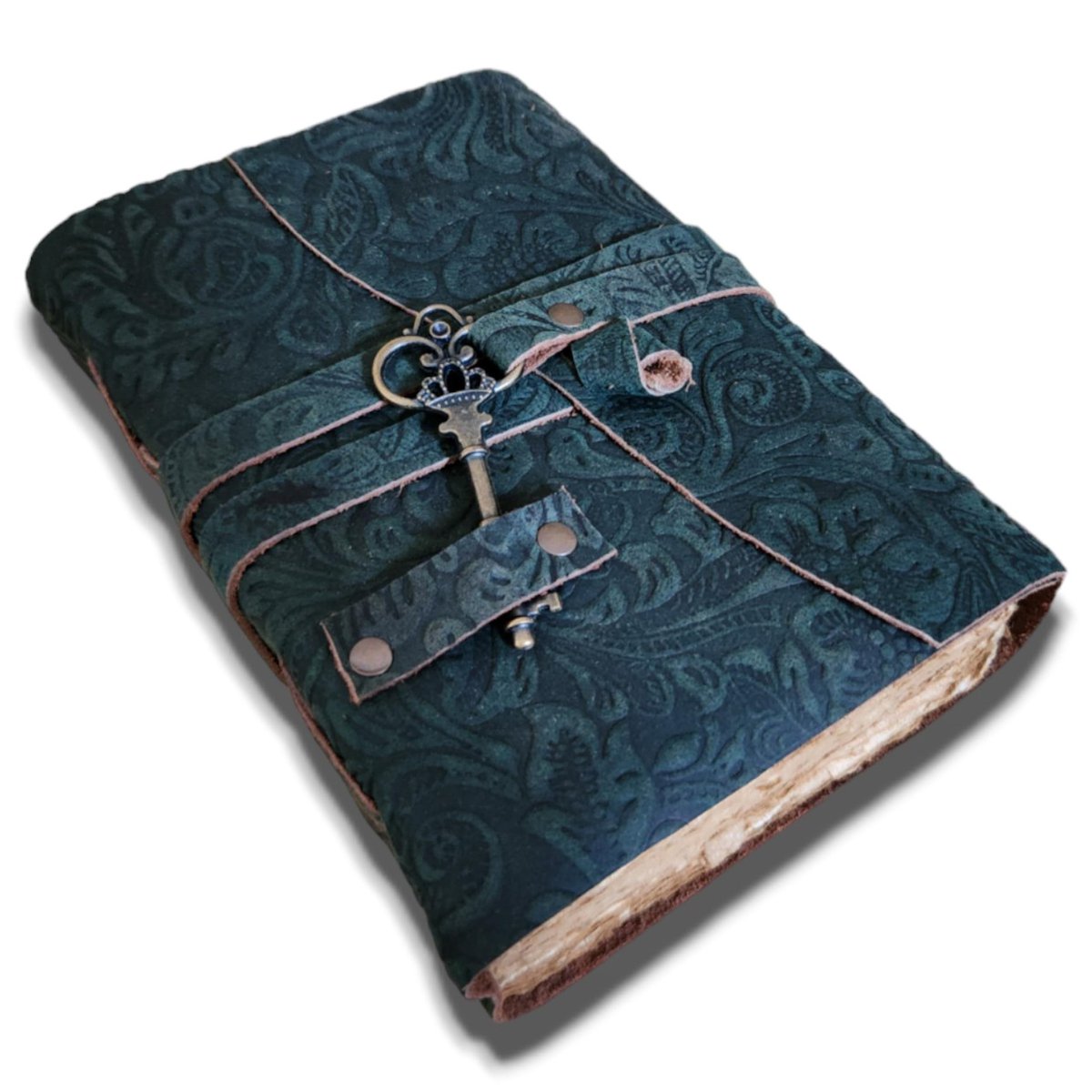 Omgoods - Vintage Leren Journal met 200 Pagina's en Floral Engraving