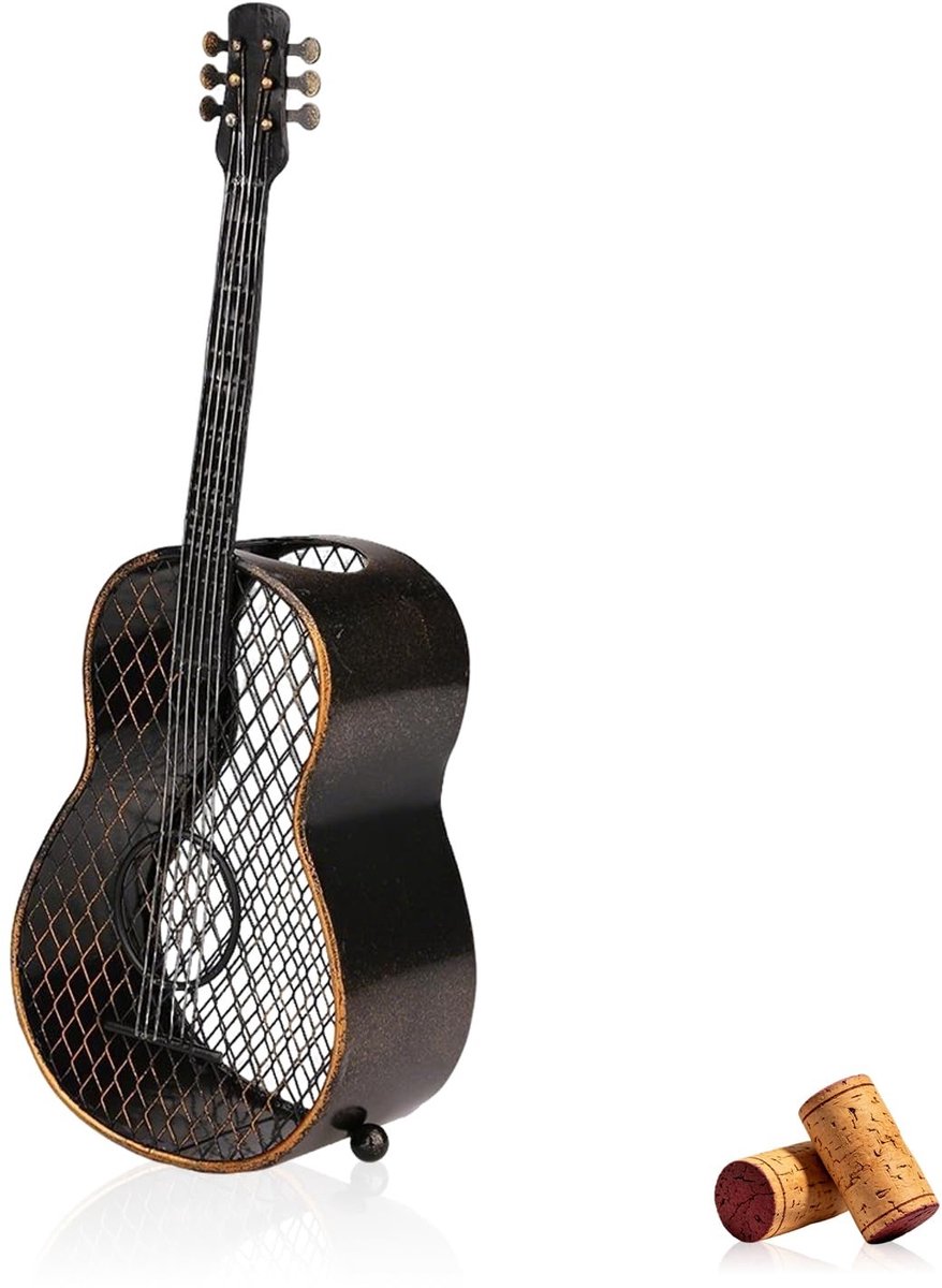 Omgoods - Unieke Metalen Wijn Kurkenhouder - Gitaar Ontwerp voor Organisatie