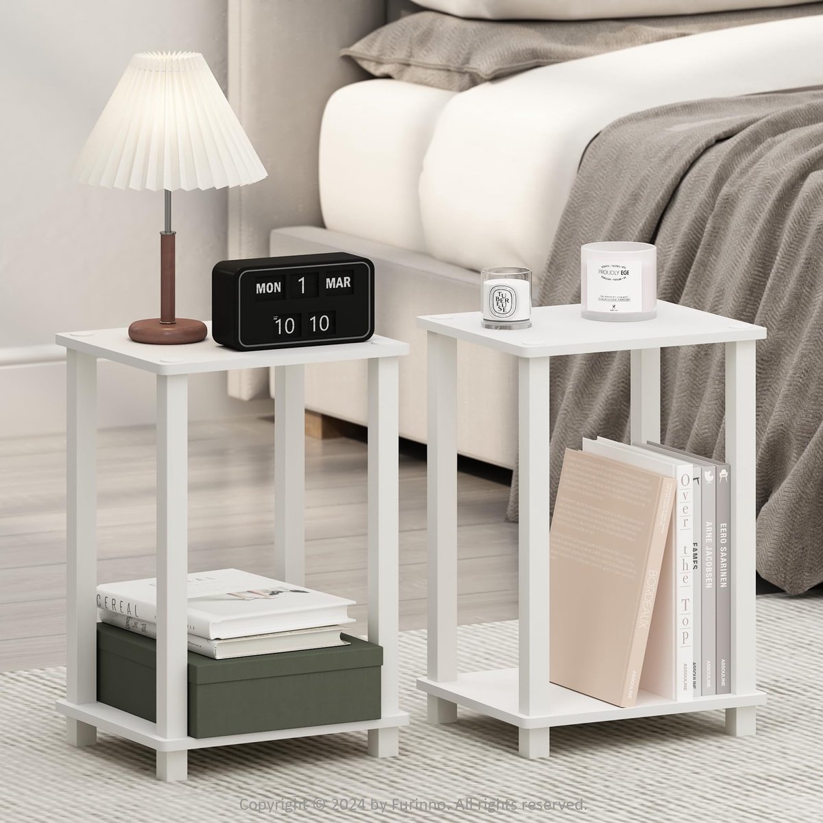 Omgoods - Set van 2 Compacte Bedside Tafels in Wit