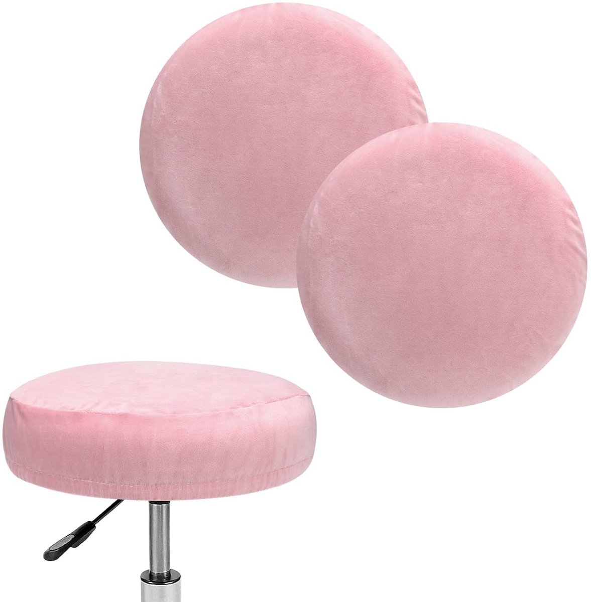 Omgoods - Set van 2 Ronde Barkrukken met Wasbare Hoezen