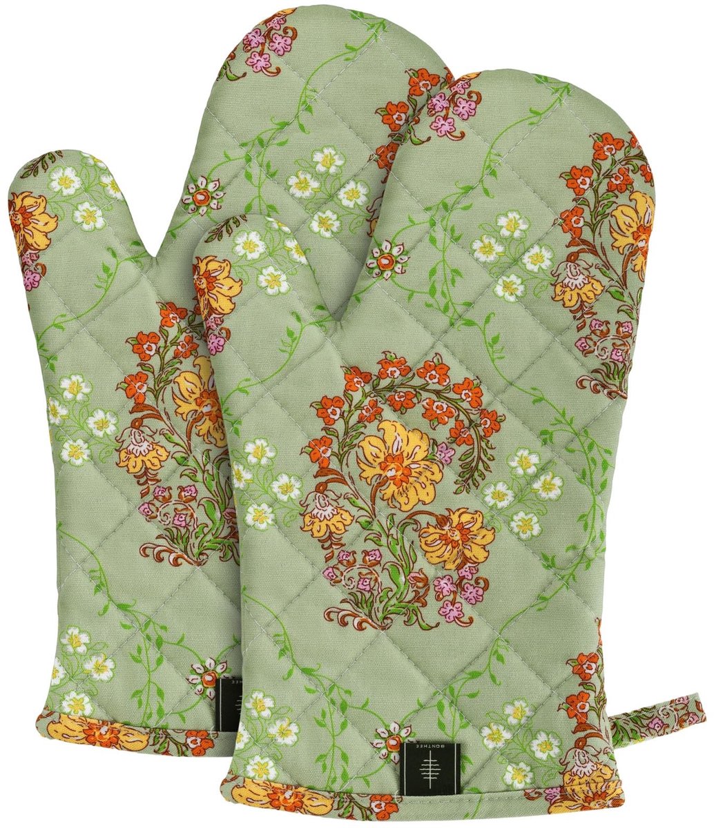 Omgoods - Extra Lange Katoenen Ovenwanten met Antislip Stripes, Set van 2