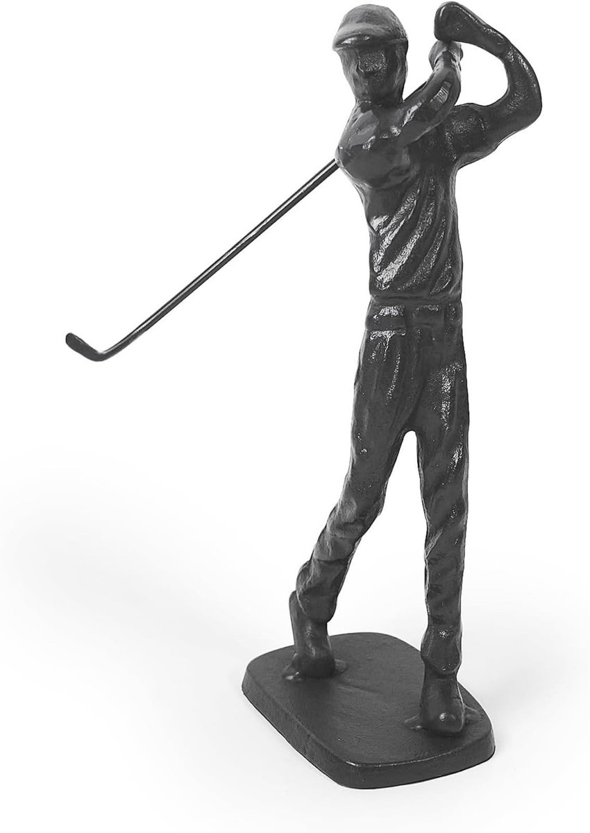 Omgoods - Gietijzeren Golfer Beeld voor Decoratie