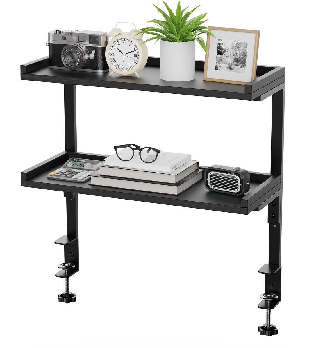 Omgoods - 2-laags Houten Bureau Organizer voor Boeken en Accessoires