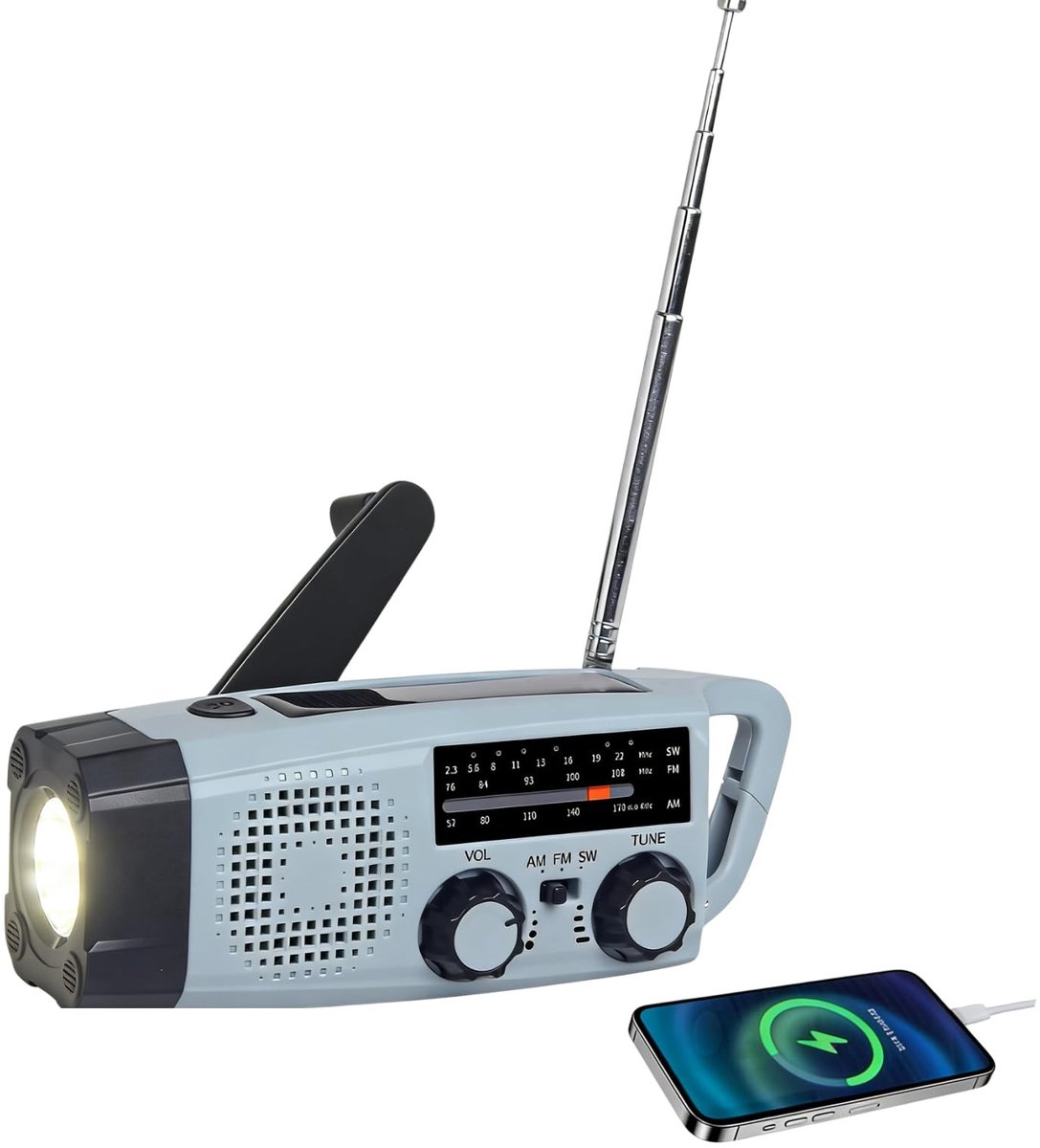 Omgoods - Draagbare Multifunctionele Radio met Crank en Zonnepaneel