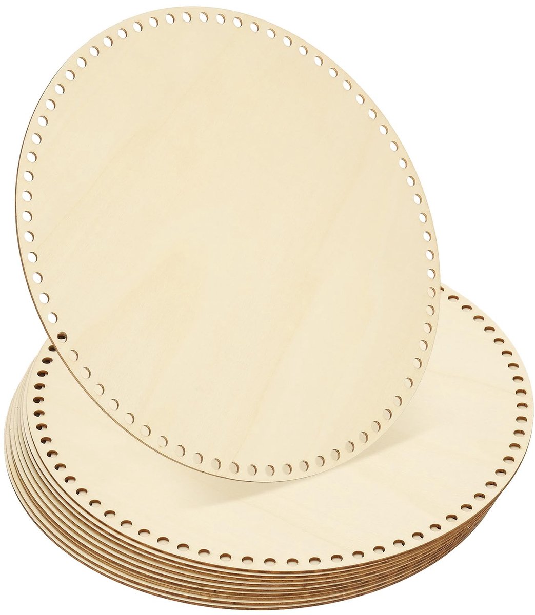 Omgoods - 12 Inch Houten Basis voor Haakmanden - Set van 10
