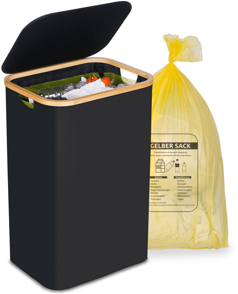 Omgoods - Gele Afvalbak met Transparante Raam, 100 Liters