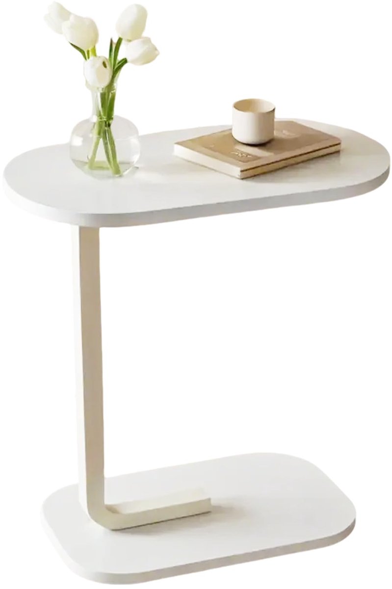 Omgoods - C-Vormige Bijzettafel met Houten Afwerking voor Multifunctioneel Gebruik