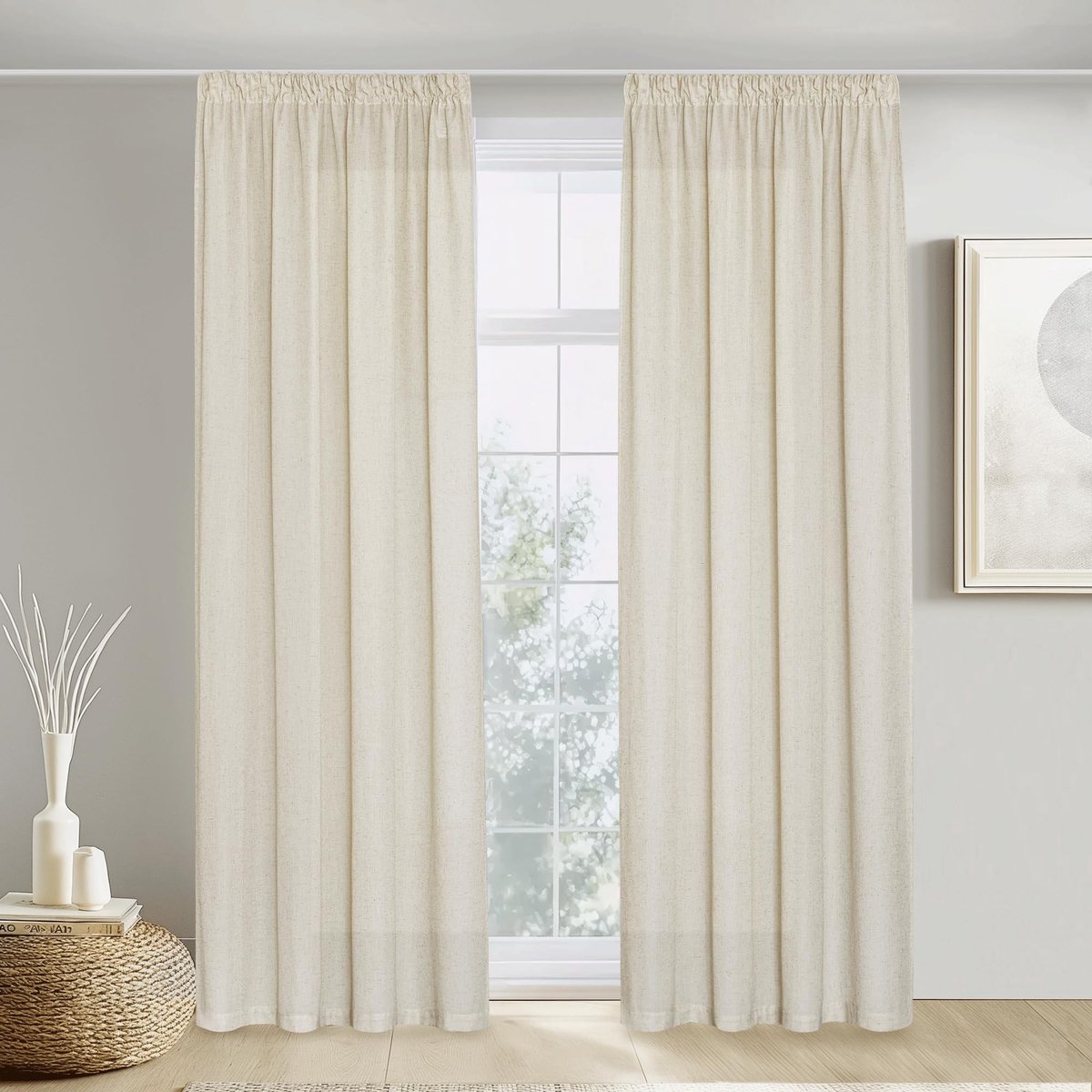 Omgoods- Gordijnen Kant en Klaar - Linnen Gordijnen - Semi-transparant - 2 Stuks - 140B x 210H cm - Ademend en Lichtfilterend - Vitrage