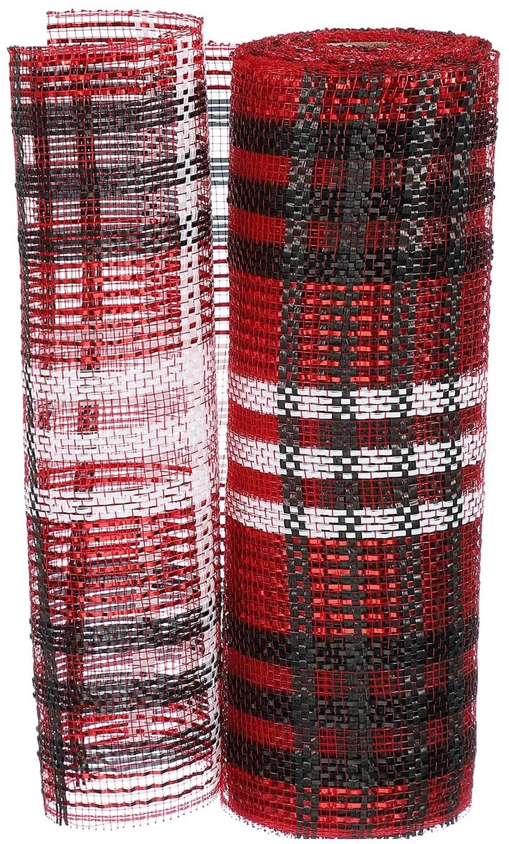 Omgoods - Decoratief Gaaslint voor Kerstversiering Rood/Wit/Zwart