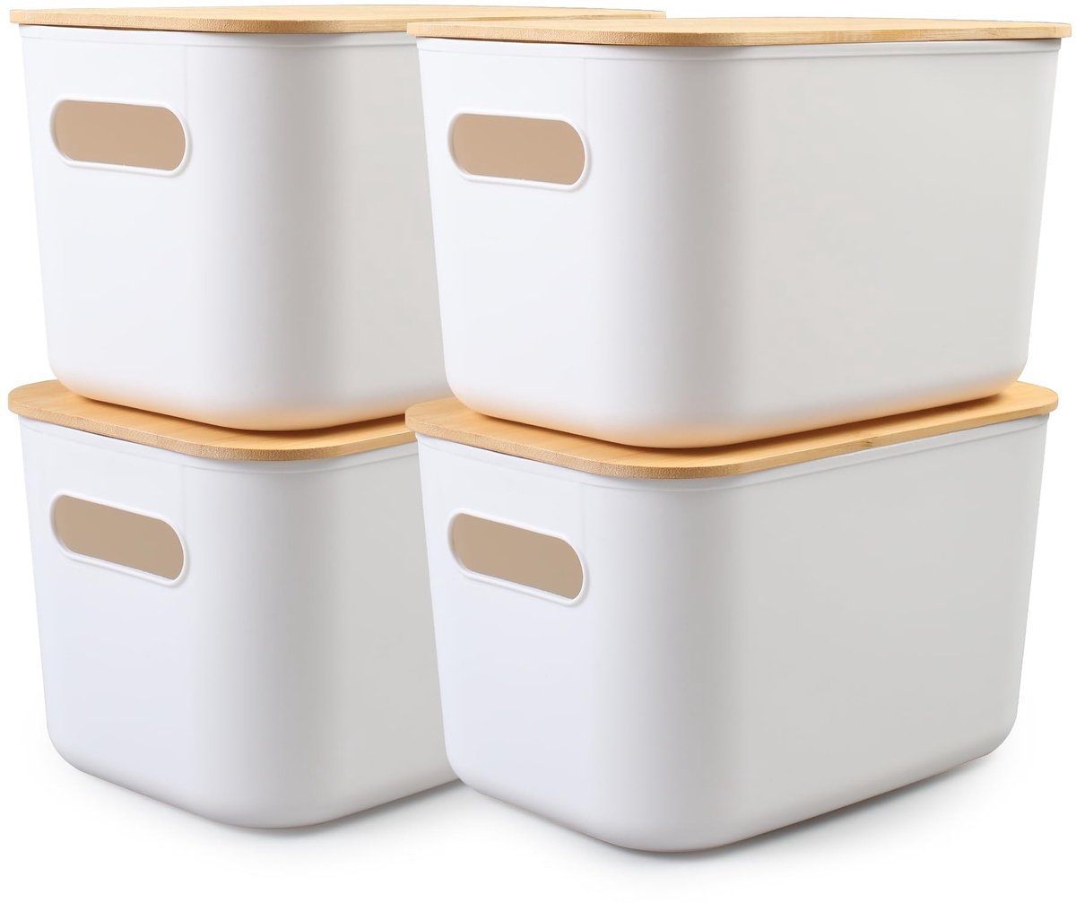 Omgoods - Set van 4 Plastic Opbergdozen met Deksel