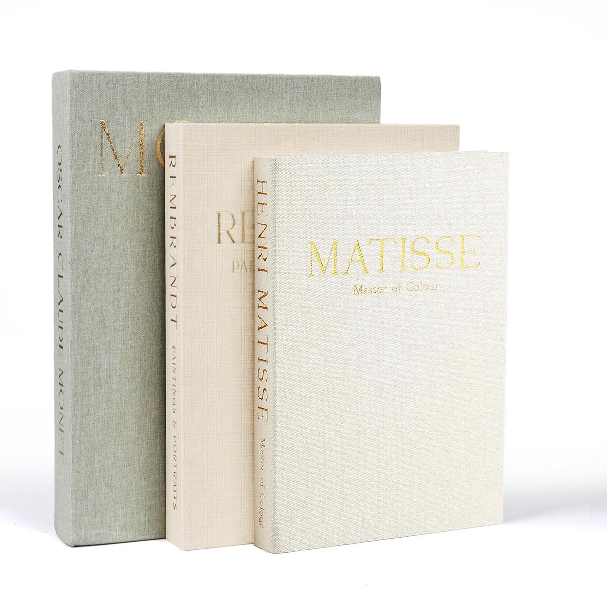 Omgoods- Decoratieve Boeken Set van 3 - Vintage Kunstboeken - Linnen Boeken - Aesthetic Decoratie - Voor Koffietafel - 28x20x4 cm, 25x18x3 cm, 23x16x2 cm - Decoratieve Opbergdozen