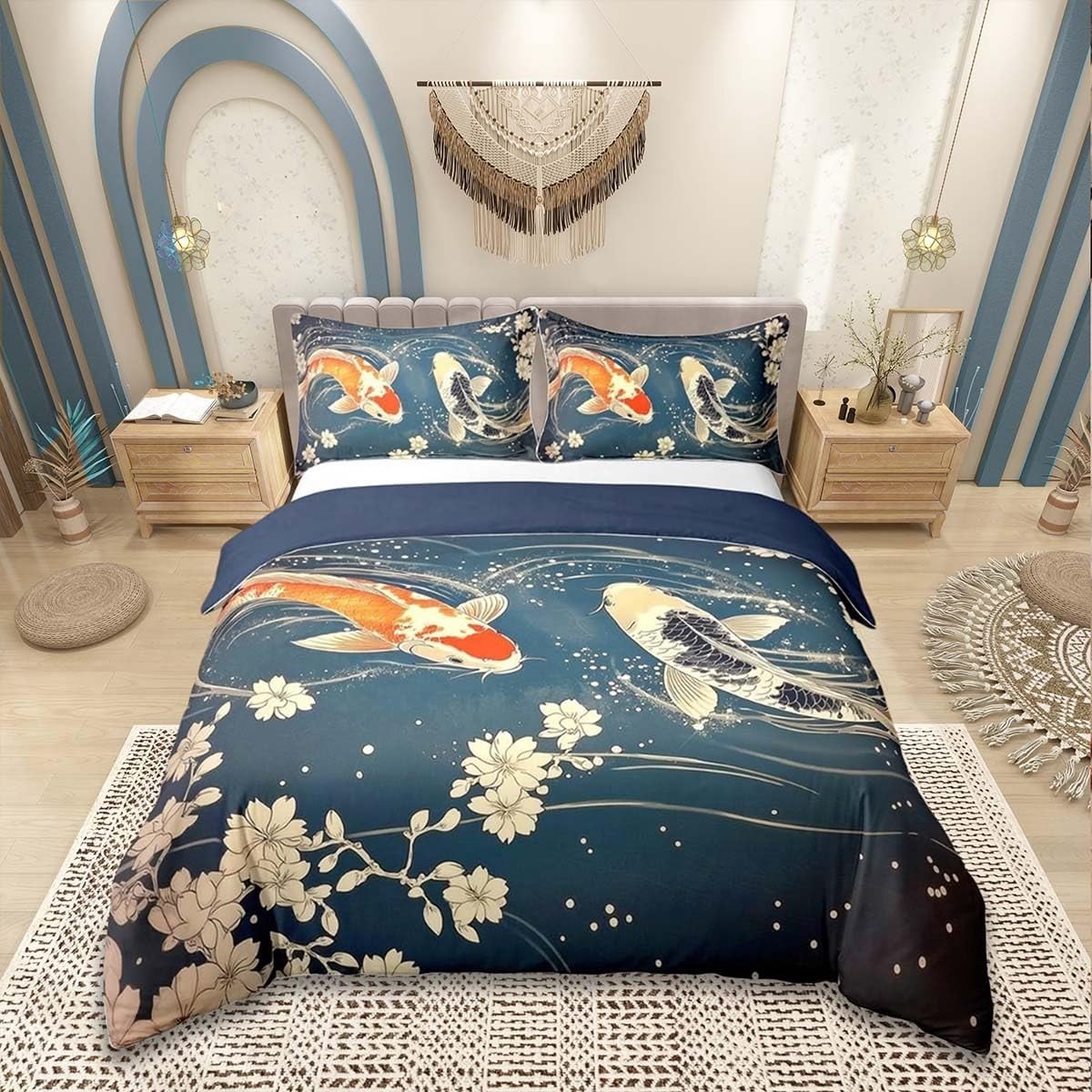 Omgoods - Japanse Koi Carp Duvet Cover Set - Super King Size