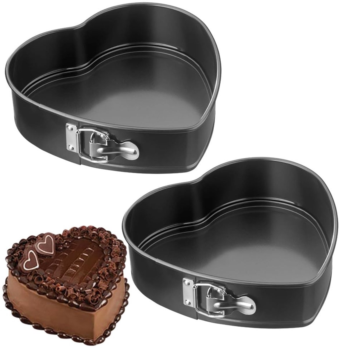 Omgoods - 2 Stuks Hartvormige Bakvormen 12CM - Antiaanbaklaag voor Cake Bakken
