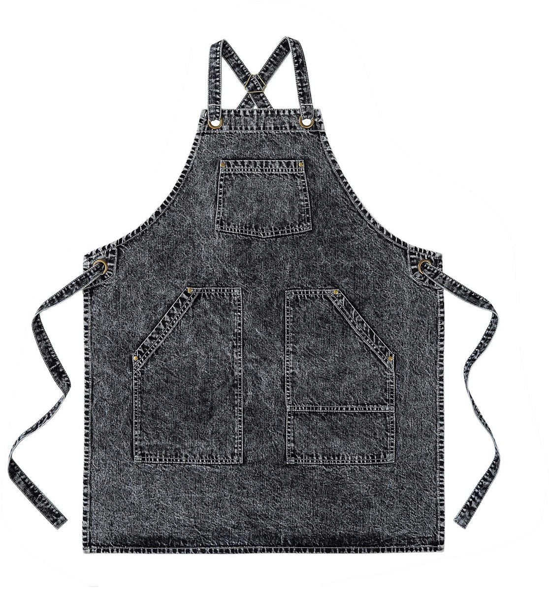 Omgoods - Katoenen Denim Schort Unisex Verstelbaar met Zakken voor Koken