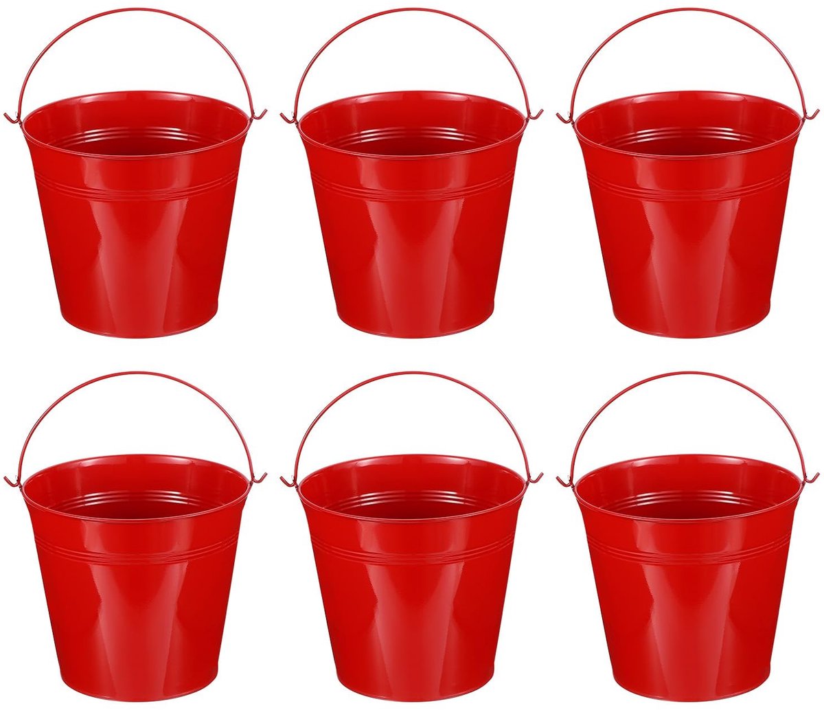 Omgoods - Mini Metalen Emmers Set van 6 - Kleurrijke Decoratieve Emmers voor Feesten
