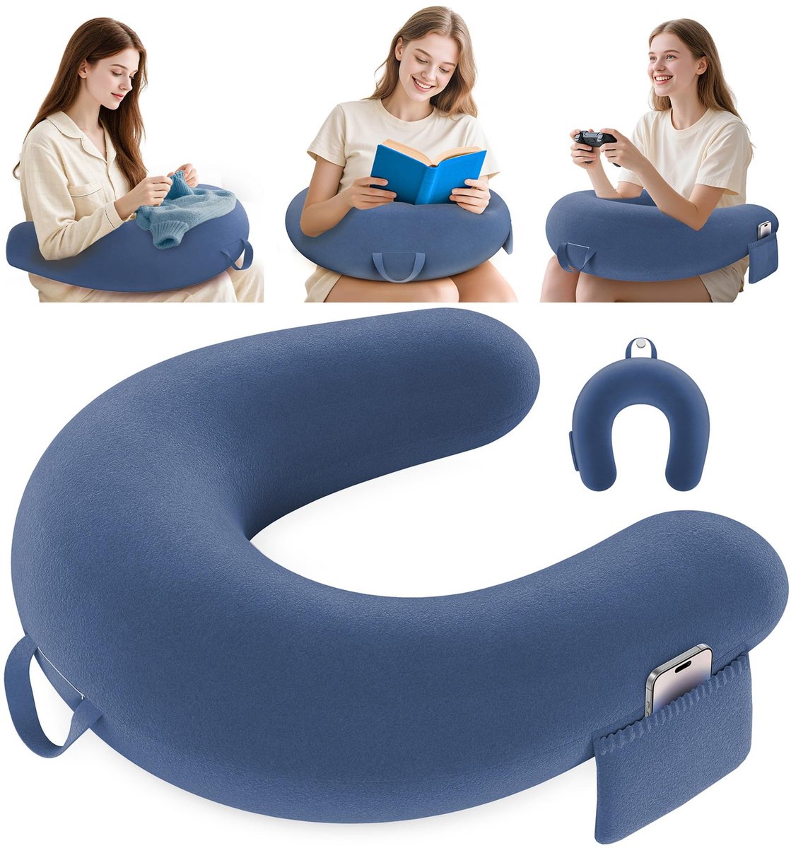 Omgoods - Ergonomisch Spel- en Leeskussen - Ondersteuning voor Buik, Knieën en Armen - Blauw