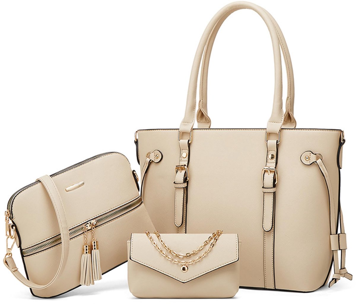 Omgoods - Elegante Dames Handtas Set van 3, Waterdichte PU Leren Schoudertas