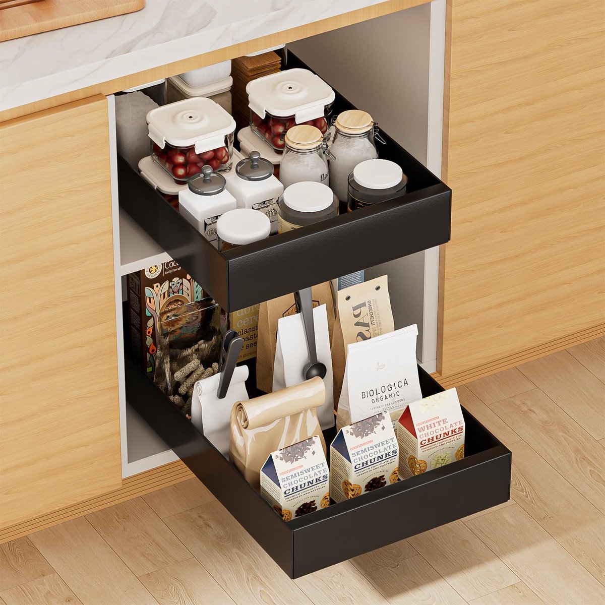 Omgoods - Uittrekbare Keukenlade Organizer Set van 2 Stuks