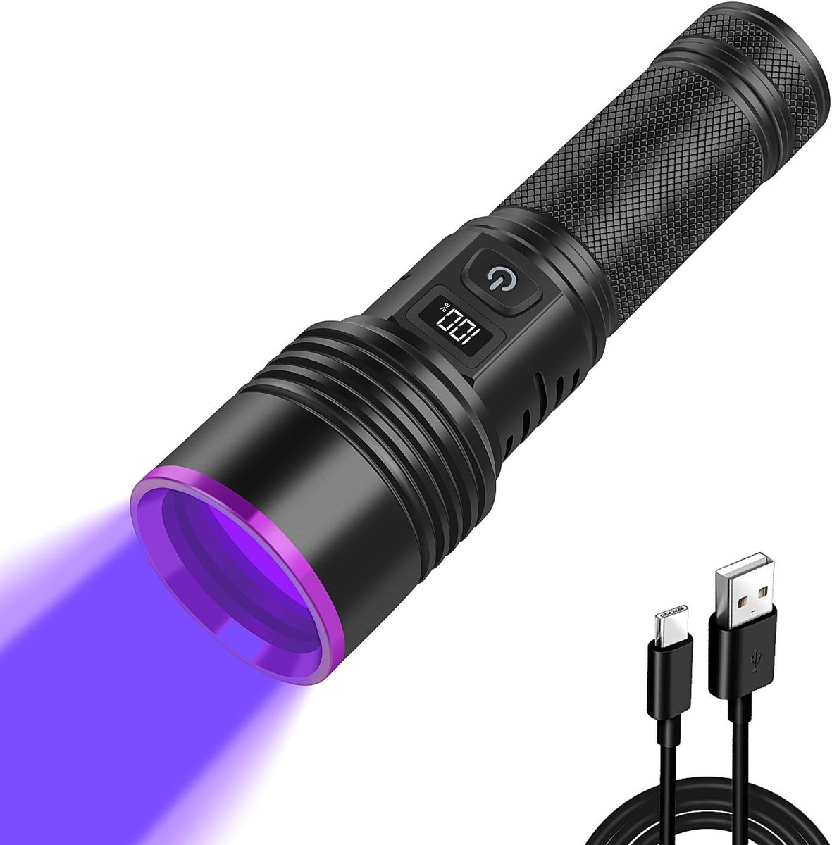Omgoods - UV Torch 365nm - Oplaadbare 30W LED UV Lamp met LCD Display