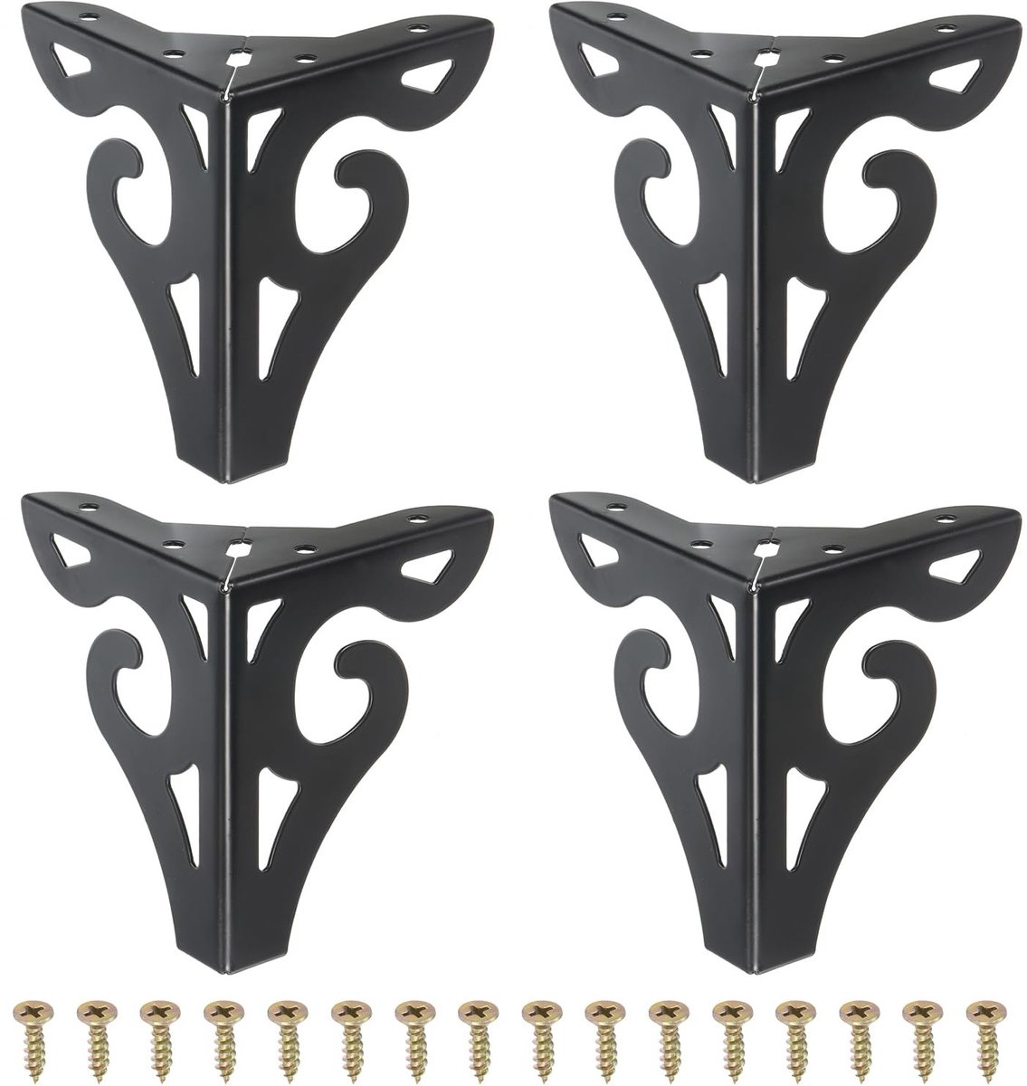 Omgoods - Set van 4 Moderne Metalen Driehoekige Meubelpoten Zwart