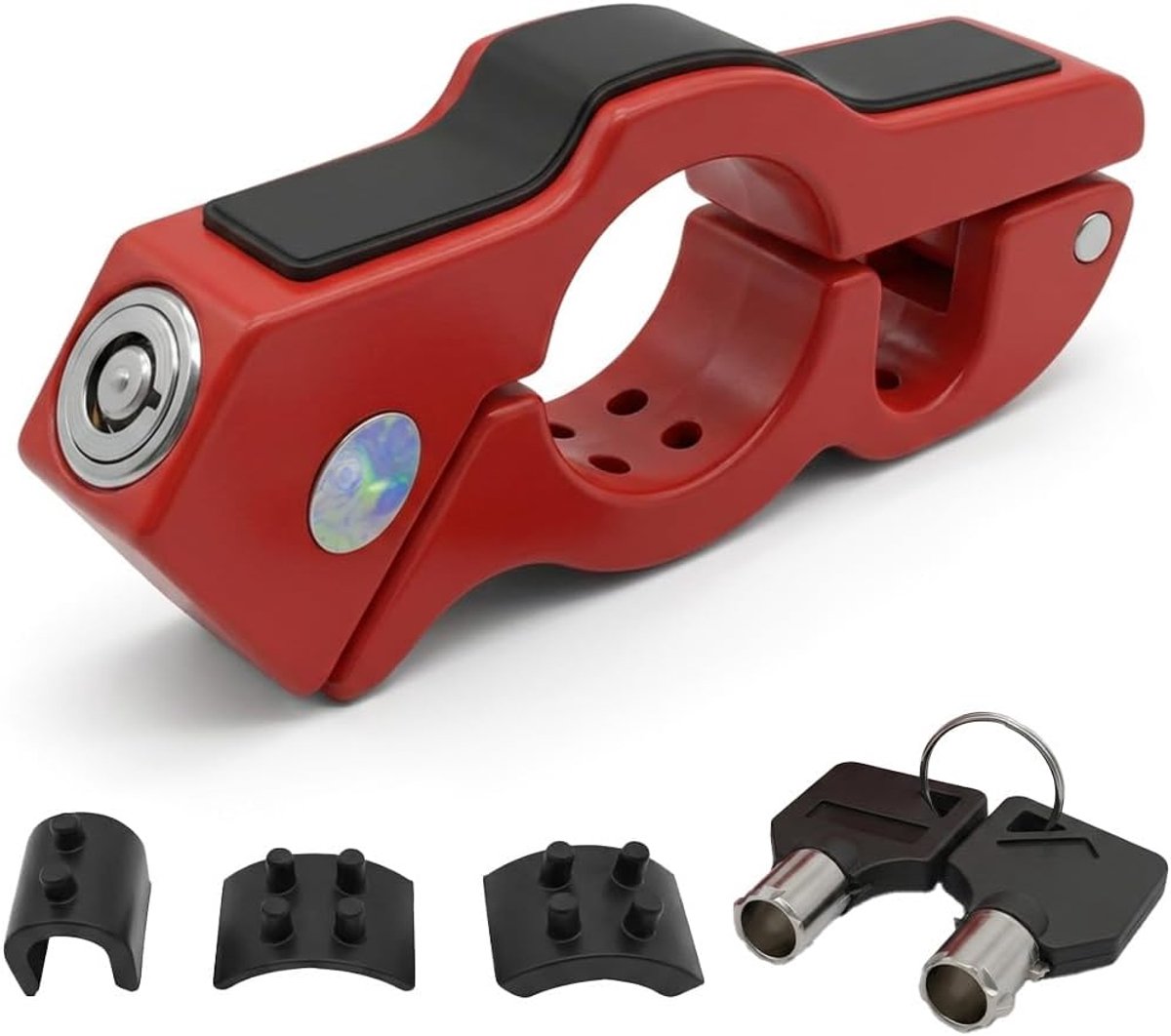 Universal Motorcycle Lock Red Robust Aluminium Brake Lever Lock Anti-Theft Handlebar Lock for Motorcycle, Scooter - ShopVlot