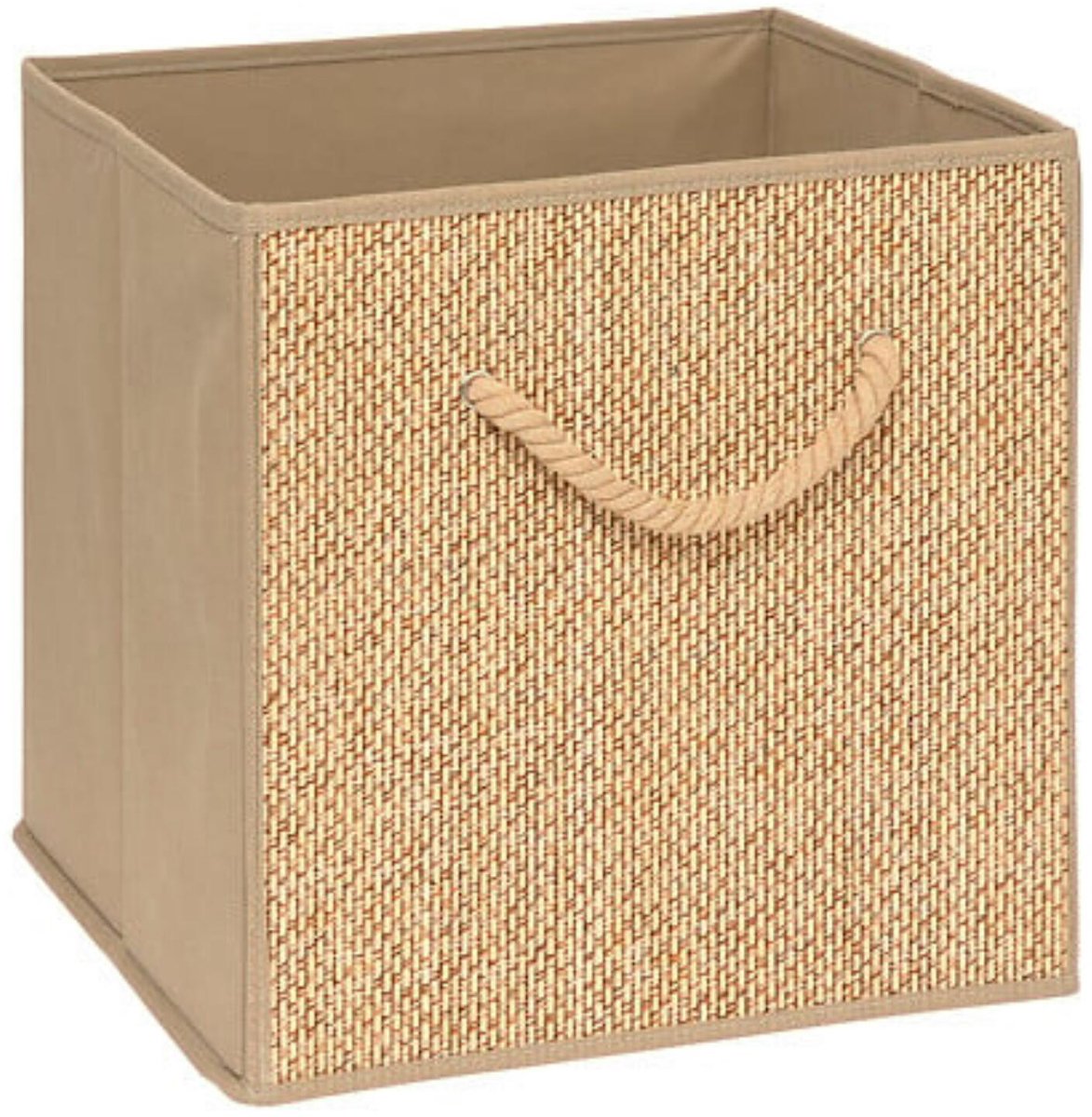 5Five opbergmand kastmand - jute/karton - beige - 31 x 31 x 31 cm - hengsel touw - Vakkenkast manden