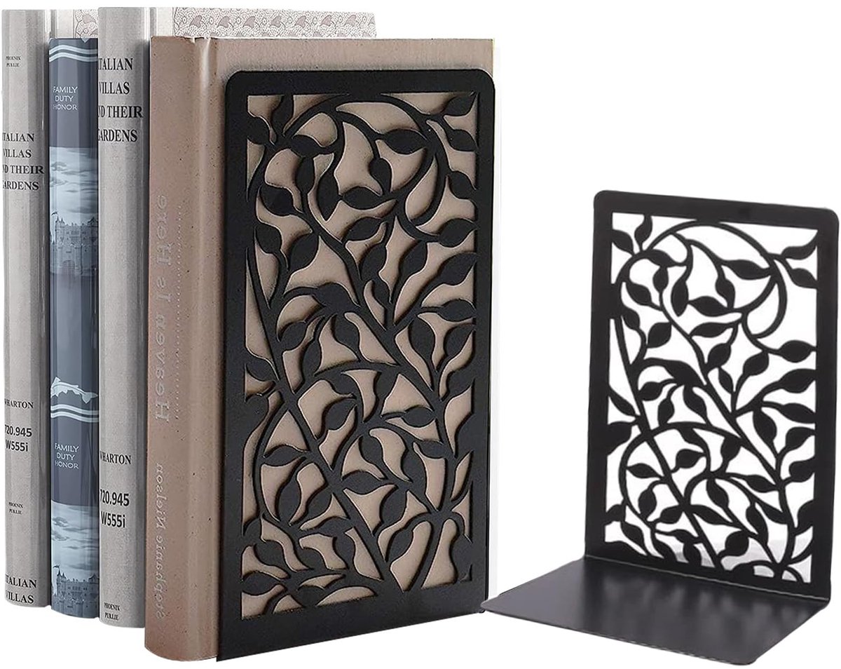 Famanu – Boekensteunen voor planken, metalen boekensteunen met antislip basis, zwart, perfect voor bibliotheken, kantoren en scholen, set van 1 paar