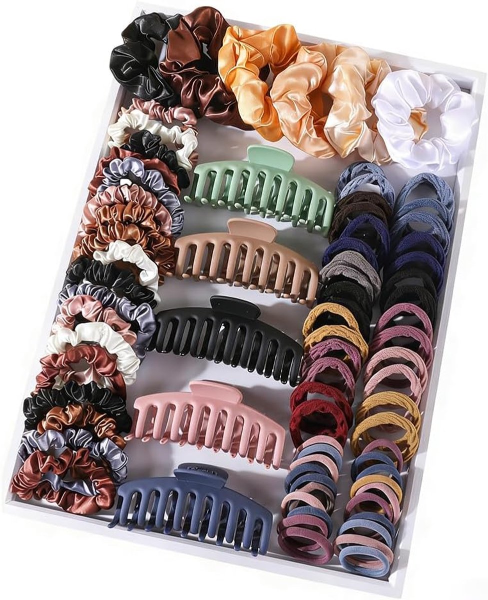 143 stuks haarelastiekjes en haarspeldjes voor dames - 18 haarelastiekjes, 120 haarbanden voor vrouwen, 5 sterke - ShopVlot