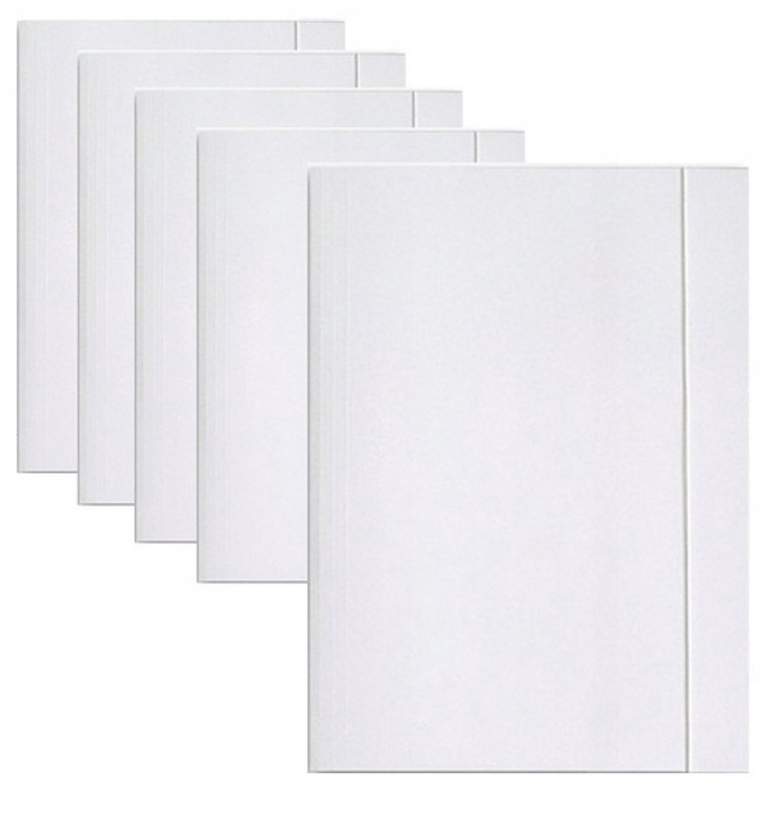 5x Witte A4 Kartonnen Documentenmap met Elastiek, 300g