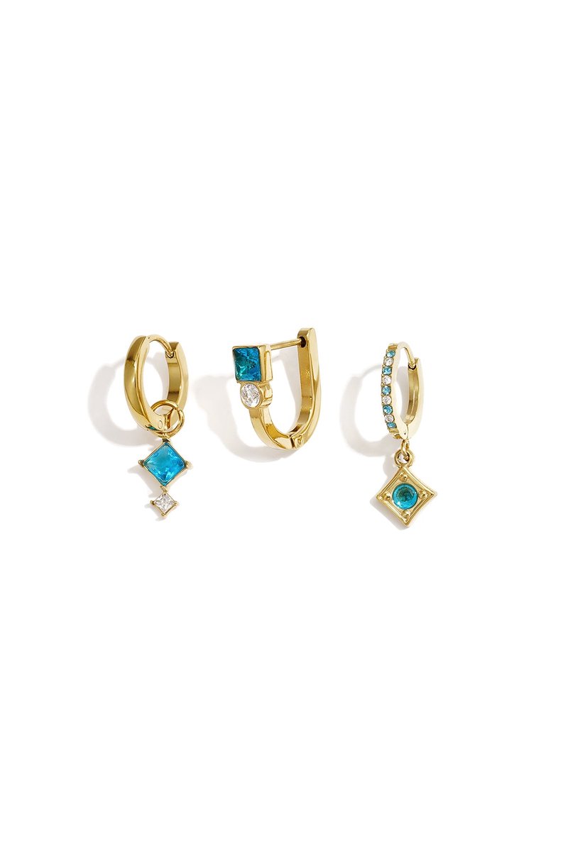 Lyra - Oorbellen Set - Blauw - Stainless Steel - - Blauw