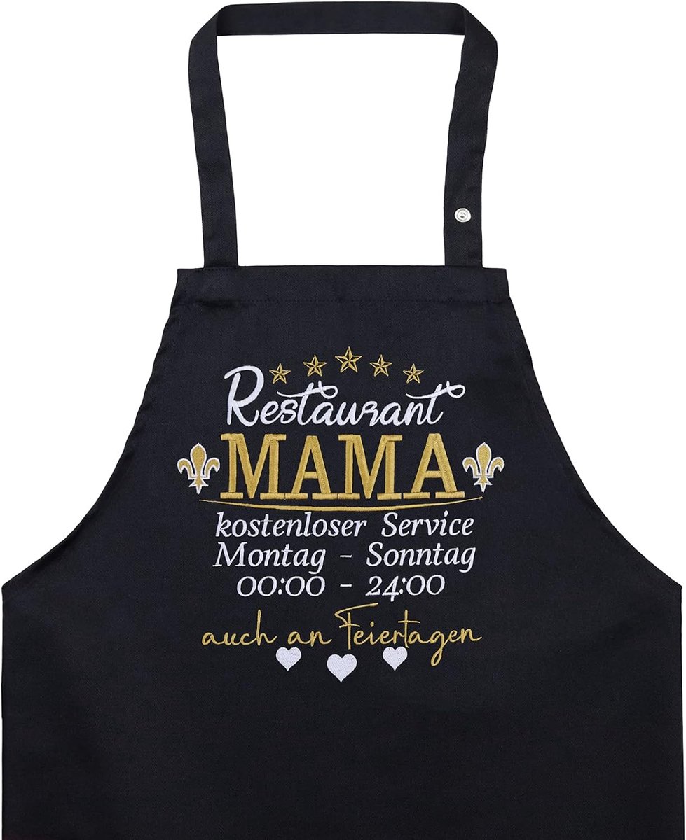 Koken schort mama/oma - geborduurd verstelbaar - met tas - perfect cadeau voor Moederdag - ShopVlot