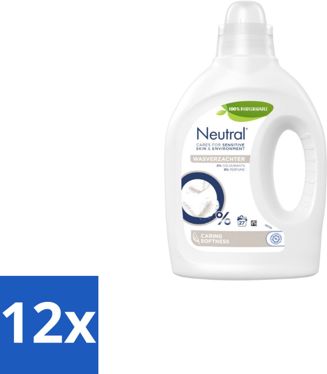 12 x Neutral - Wasverzachter - Parfumvrij - Gevoelige huid - 27 wasbeurten - Wasverzachter - Parfumvrij - Hypoallergeen - Gevoelige Huid - Babywas