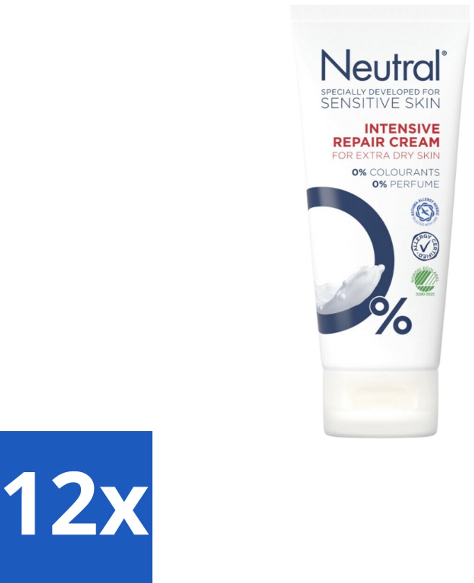 12 x Neutral - Bodycrème - Intensive Repair Cream - Gevoelige huid - 100 ml - Droge Huid - Gevoelige Huid - Bodycrème - Voedende Crème - Parfumvrije Crème