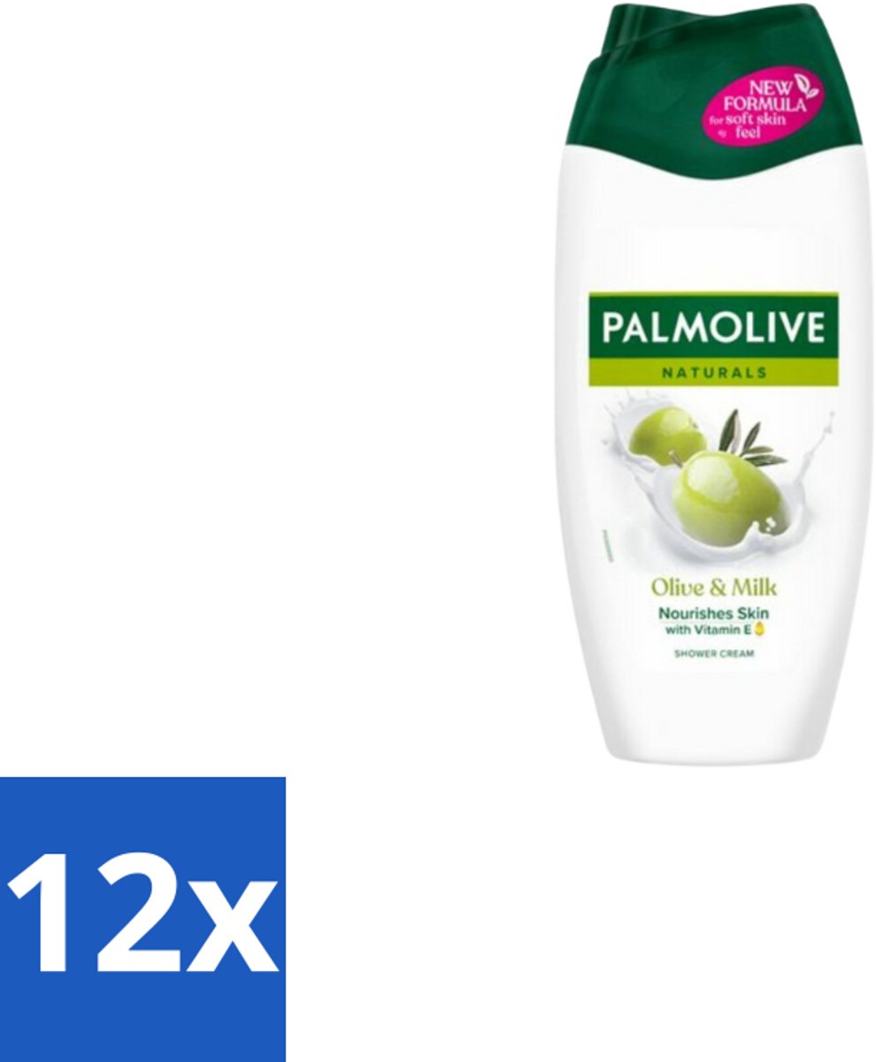 12 x Palmolive Naturals - Olijf & Melk - Douchecrème - Natuurlijk & Verzachtend - 250 ml - Douchecrème - Olijf & Melk - Natuurlijke Ingrediënten - Vegan - Hydraterende