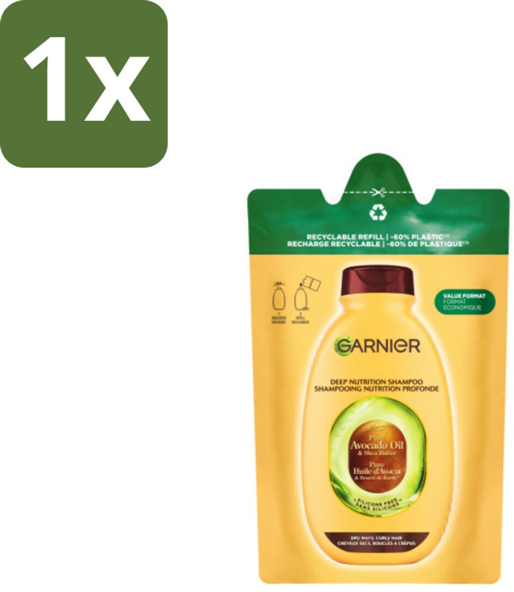 1 x Garnier - Loving Blends - Shampoo Refill - Avocado Olie & Shea Boter - Zeer Droog, Golvend of Krullend Haar - 250 ml - Avocado Olie - Shea Boter - Droog Haar - Krullend Haar - Shampoo Refill