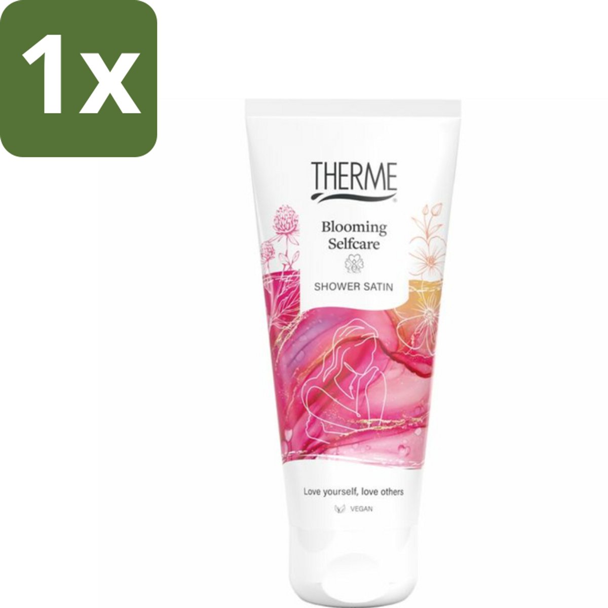 1 x Therme - Blooming Selfcare - Douche Satin - Verfrissend - Verzorgend - 200ml - Selfcare Douche - Bloemige Geur - Verzorgende Douche - Zachte Douche - Wellnessbeleving